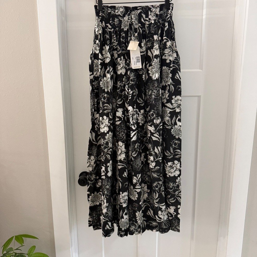 Agua Bendita Hanne Wats Floral Wide Leg Pants Black White‎ Viscose Womens Medium